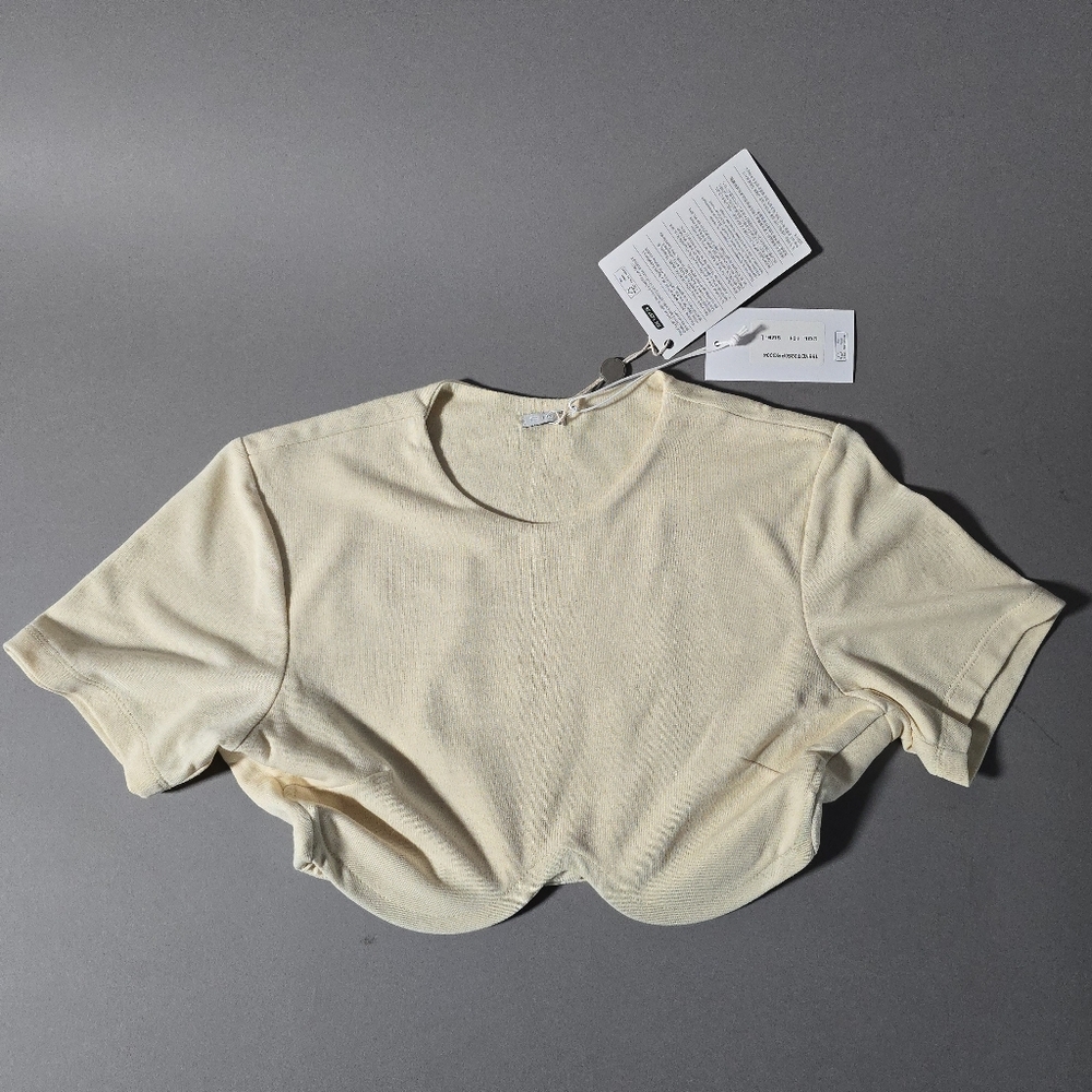 8 BY YOOX ivory cream crop top with underwire Large NWT